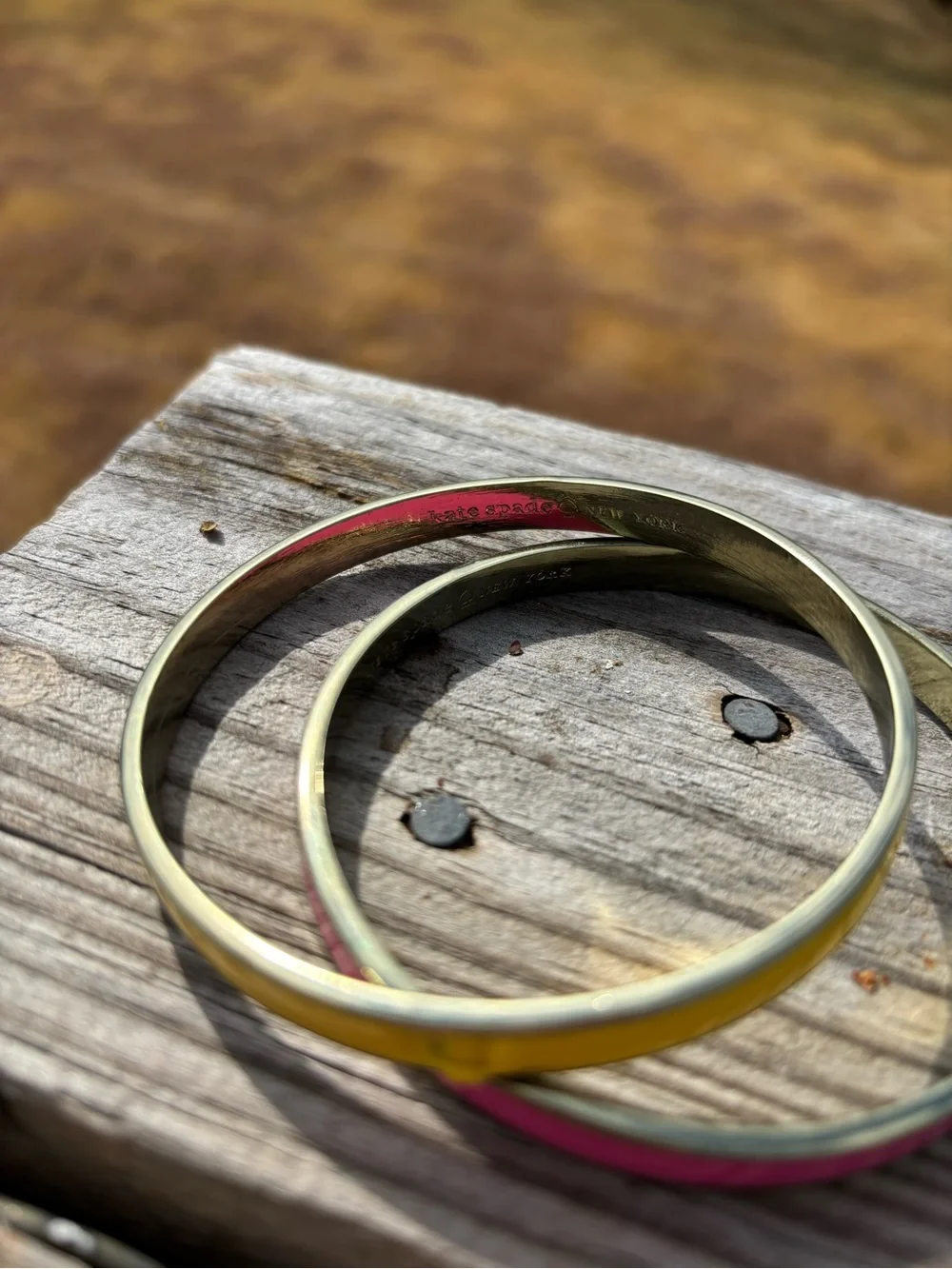 Kate Spade Stackable Yellow and Pink Enamel Bangle Bracelet Set